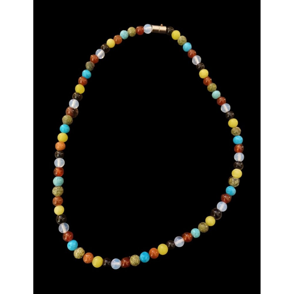 Handmade Natural Stone Bead Magnetic Clasp 17.25 Long Necklace